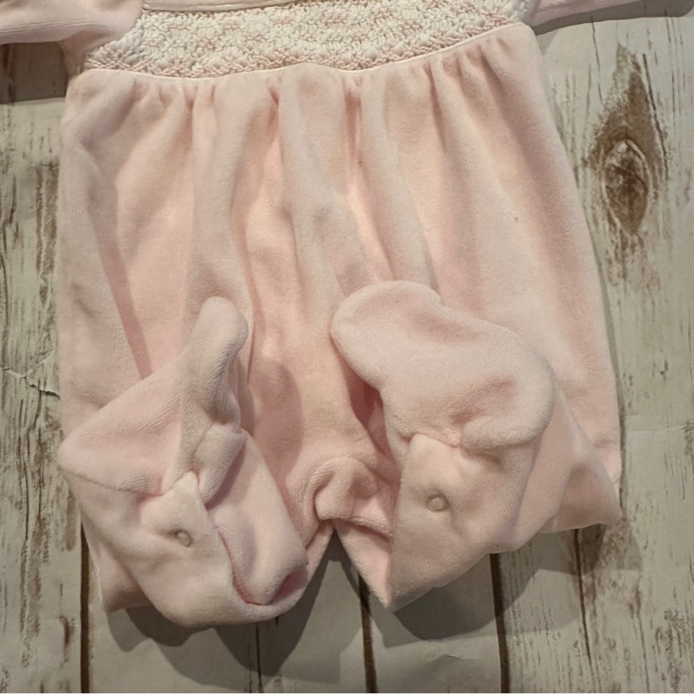 Kissy kissy pink velour sleeper guc spot nb - Picture 5 of 8